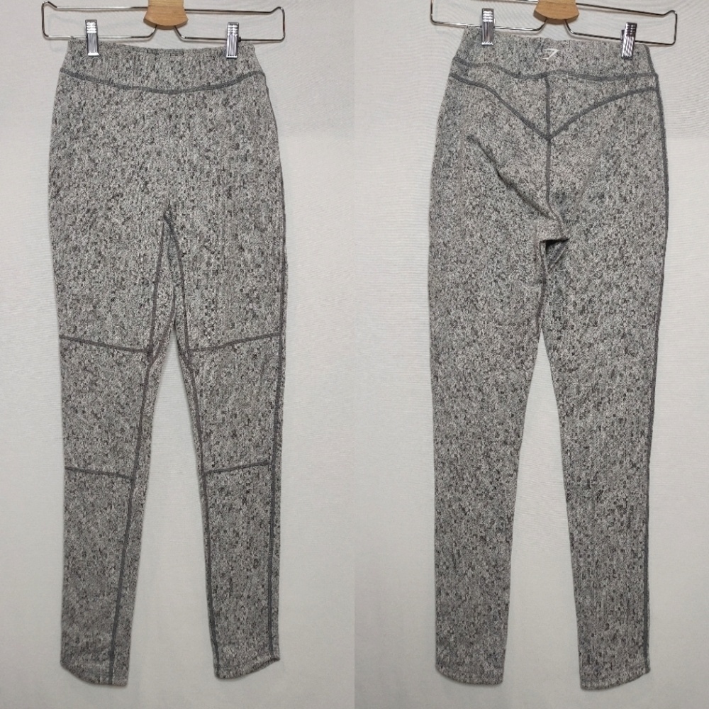 Gymshark Fleur Texture Dry Moisture Management Leggings Full Length Small‎ Gray